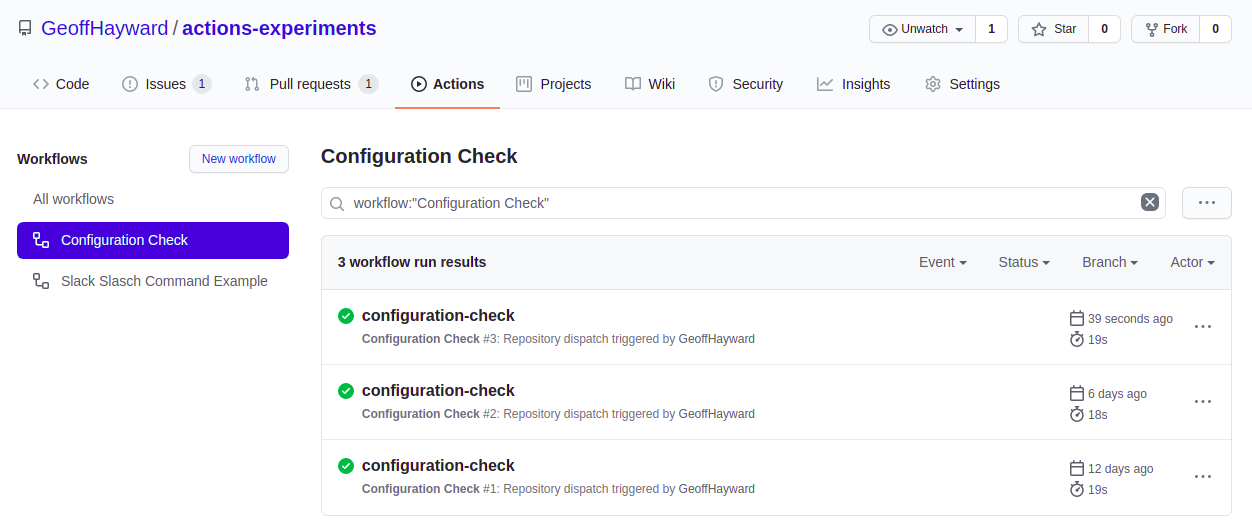 A screen grab of the GitHub Actions Workflow completing successfully. 