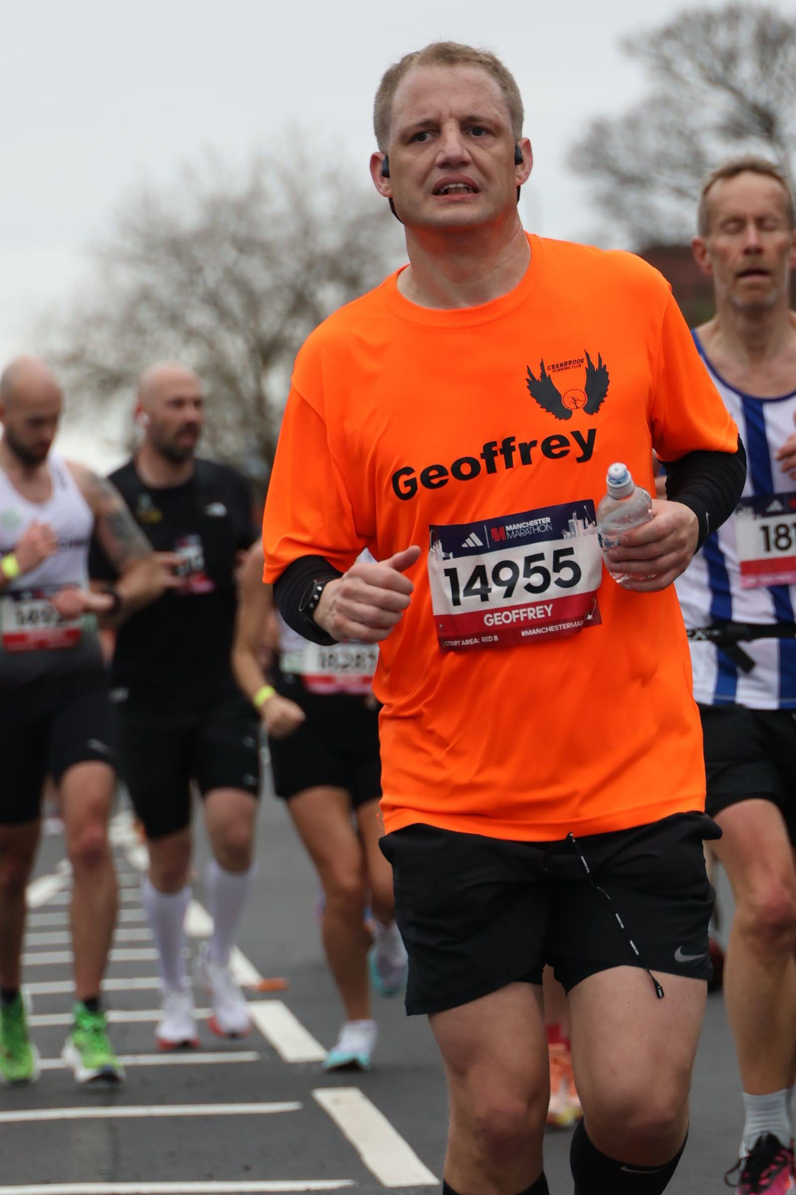 A photo of me looking warnout during the Manchester Marathon.